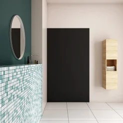Panneau Mural De Salle De Bains|AICA Sanitaire Panneau mural de douche Noir 120x210cm,Panneaux muraux salle de bain habillage mural aluminium,avec 2 profilés de finition