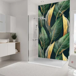 Schulte Panneau mural de salle de bains l.150 x H.255 cm, motifs feuilles bananier, DecoDesign