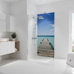 Panneau Mural De Salle De Bains|Schulte Panneau mural de salle de bains l.90 x H.210 cm, ponton du Maldives, DécoDesign Photo