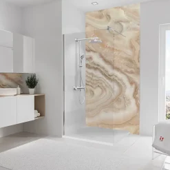 Panneau Mural De Salle De Bains|Schulte Panneau mural de salle de bains l.100 x H.210 cm, effet marbre beige, DécoDesign Softtouch