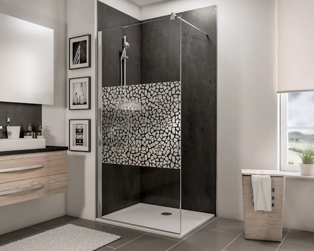 Panneau Mural De Salle De Bains|Schulte Panneau mural de salle de bains l.100 x H.255 cm, effet ardoise anthracite mat, Décodesign vendu par 2