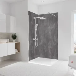Panneau Mural De Salle De Bains|Schulte Panneau mural de salle de bain l.100 x H.255 cm, schiste anthracite, Décodesign vendu par 2