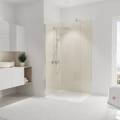 Schulte Panneau mural de salle de bains l.100 x H.210 cm, beige brillant, Décodesign Brio vendu par 2