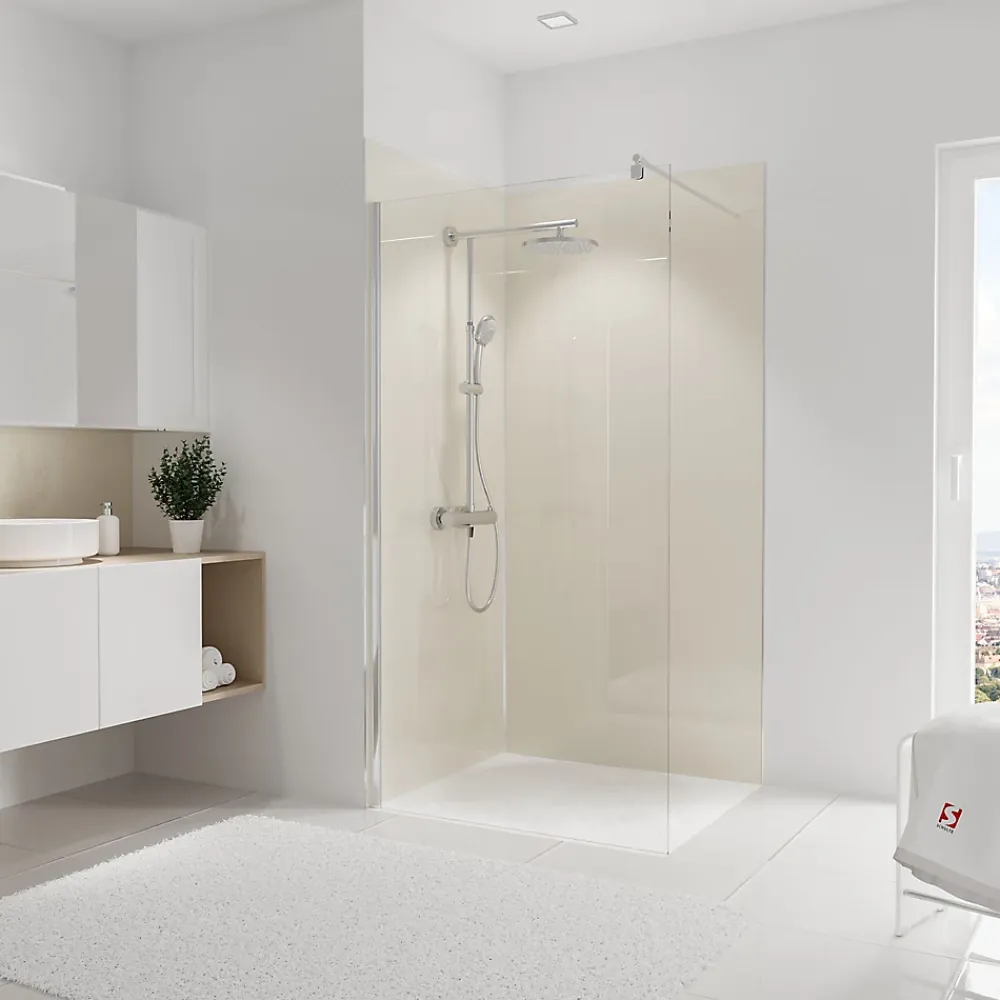 Schulte Panneau mural de salle de bains l.100 x H.210 cm, beige brillant, Décodesign Brio vendu par 2
