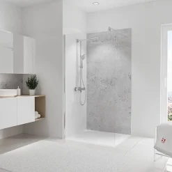 Schulte Panneau mural de salle de bains l.100 x H.210 cm, effet pierre gris clair, DécoDesign Softtouch