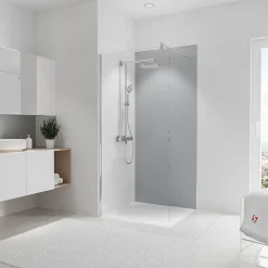 Schulte Panneau mural de salle de bains l.90 x H.210 cm, gris argenté, DécoDesign Couleur