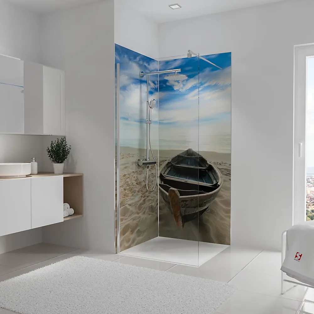 Panneau Mural De Salle De Bains|Schulte Panneau mural de salle de bains l.90 x H.210 cm, bateau en niche, Décodesign photo vendu par 2