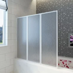 Vidaxl Pare baignoire à 3 volets rétractables (141x132 cm - Blanc)