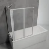 Schulte Pare baignoire à coller 2 volets + paroi de retour fixe, 89 x 75 x 120 cm, verre transparent, alu nature,