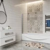 Pare-Baignoire|AICA Sanitaire Pare baignoire 2 volet pliante et pivotant chrome - L.90 x H.140 cm en 6mm verre anticalcaire