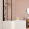 Pare-Baignoire|IDMarket Pare baignoire 1 volet 80x140 cm sérigraphié effet verrière avec profilé en aluminium noir