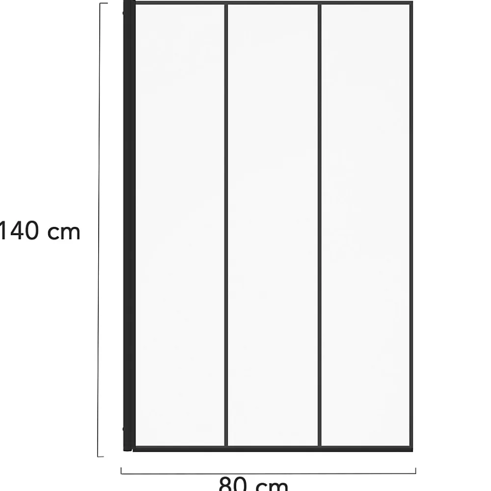 Pare-Baignoire|IDMarket Pare baignoire 1 volet 80x140 cm sérigraphié effet verrière avec profilé en aluminium noir
