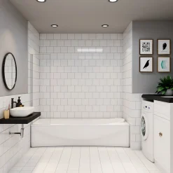 AICA Sanitaire pare baignoire Argent 40x130cm,paroi fixée,5mm verre anticalcaire,style industriel et Installation réversible