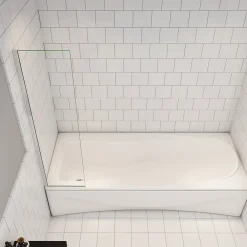 AICA Sanitaire pare baignoire Argent 40x130cm,paroi fixée,5mm verre anticalcaire,style industriel et Installation réversible