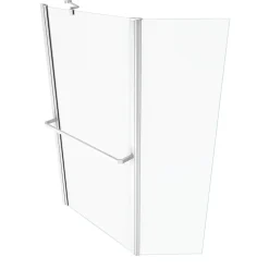 Pare-Baignoire|Aurlane PARE BAIGNOIRE AVEC VOLET PIVOTANT 130x105cm PROFILE ALUMINIUM LAQUE BLANC ET VERRE TRANSPARENT