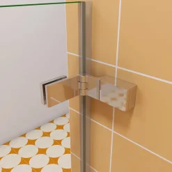 AICA Sanitaire Pare baignoire chromé 2 volets - L.110 x H.140cm - 5mm verre sécurité - Pivotant et repliable 180 degré