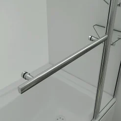 AICA Sanitaire Pare baignoire chromé pivotante L.100 x 140 cm avec 2 étagères - 6mm verre sécurité - solution pratique, élégante