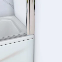 AICA Sanitaire Pare baignoire Chrome pivotant 180degrés à 3 volets L130xH140cm, 6mm verre anticalcaire et pose réversible ,style industriel