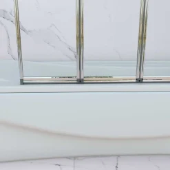 AICA Sanitaire Pare baignoire Chrome pliante,L120xH140cm avec pliante 5 volets pliants 180 degrés,Installation réversible,4mm verre trempé
