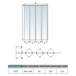 AICA Sanitaire Pare baignoire Chrome pliante L100xH140cm avec pliante 4 volets pliants 180 degrés,Installation réversible,4mm verre trempé