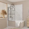 Pare-Baignoire|Aurlane Pare Baignoire Déco 75x130 cm - Verre Trempé 4 mm Sérigraphie Verrière - Profilé Noir Mat
