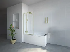 Vente-unique Pare baignoire doré style art déco - 80 x 140 cm - Verre trempé - BRADENTON