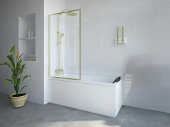 Vente-unique Pare baignoire doré style art déco - 80 x 140 cm - Verre trempé - BRADENTON