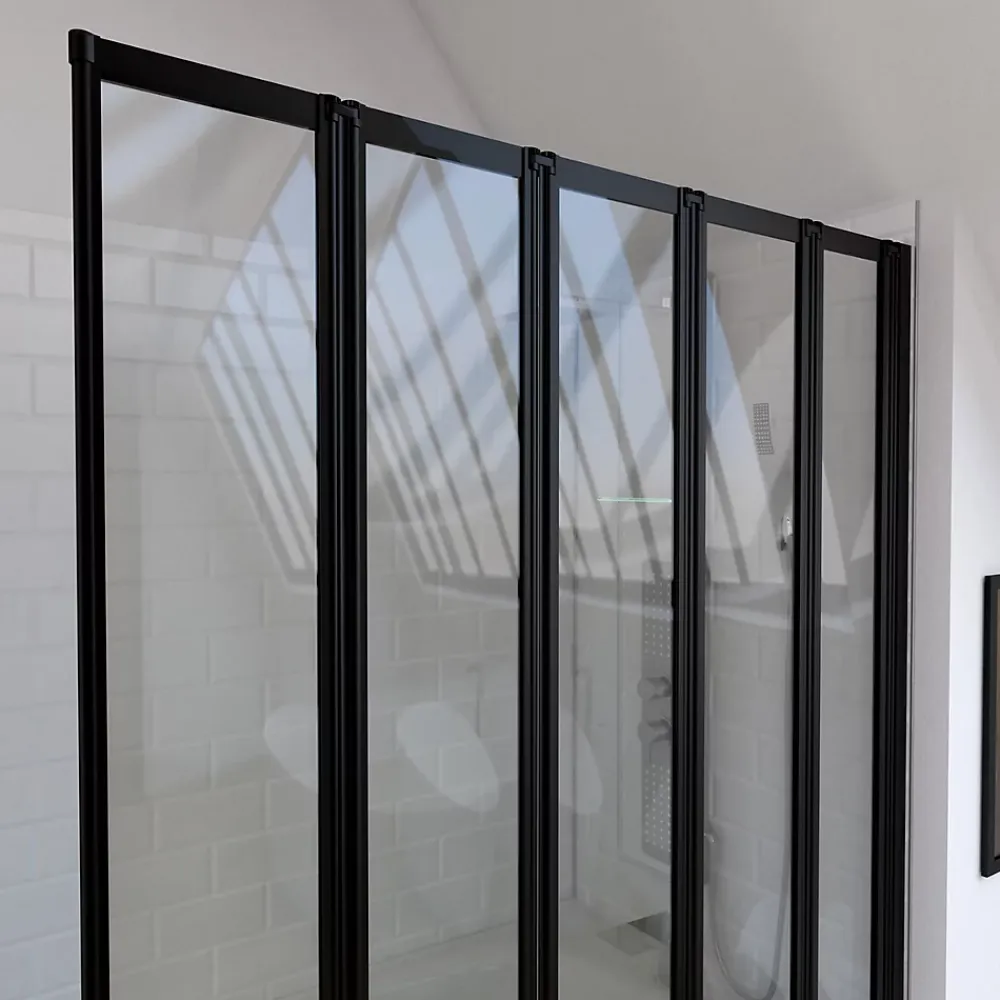 Galedo Pare baignoire Five 5 volets pivotants noir 143 x 125cm