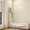 AICA Sanitaire Pare baignoire fixe 1 volet chrome - L.40 x H.130 cm en 5mm verre anticalcaire