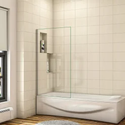 AICA Sanitaire Pare baignoire fixe 1 volet chrome - L.40 x H.130 cm en 5mm verre anticalcaire