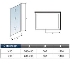 AICA Sanitaire Pare baignoire fixe 1 volet chrome - L.40 x H.130 cm en 5mm verre anticalcaire