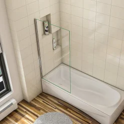 Pare-Baignoire|AICA Sanitaire Pare baignoire fixe 1 volet chrome - L.70 x H.130 cm en 5mm verre anticalcaire