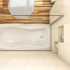 Pare-Baignoire|AICA Sanitaire Pare baignoire fixe 1 volet chrome - L.70 x H.130 cm en 5mm verre anticalcaire