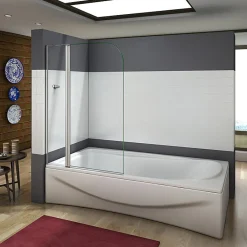 AICA Sanitaire Pare baignoire L.100 x H.140cm pivotant à 180 avec porte-serviette - 5mm verre sécurit - Installation réversible