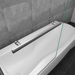 Pare-Baignoire|AICA Sanitaire Pare baignoire L.70 x H.130cm pivotant à 180 avec 2 étagères et porte-serviette - 5mm verre sécurit - Installation réversible