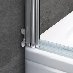 Pare-Baignoire|AICA Sanitaire Pare baignoire L.70 x H.130cm pivotant à 180 avec 2 étagères et porte-serviette - 5mm verre sécurit - Installation réversible
