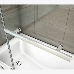 AICA Sanitaire Pare baignoire L.100 x H.140cm pivotant à 180 avec 2 étagères et porte-serviette - 6mm verre sécurit -Installation réversible