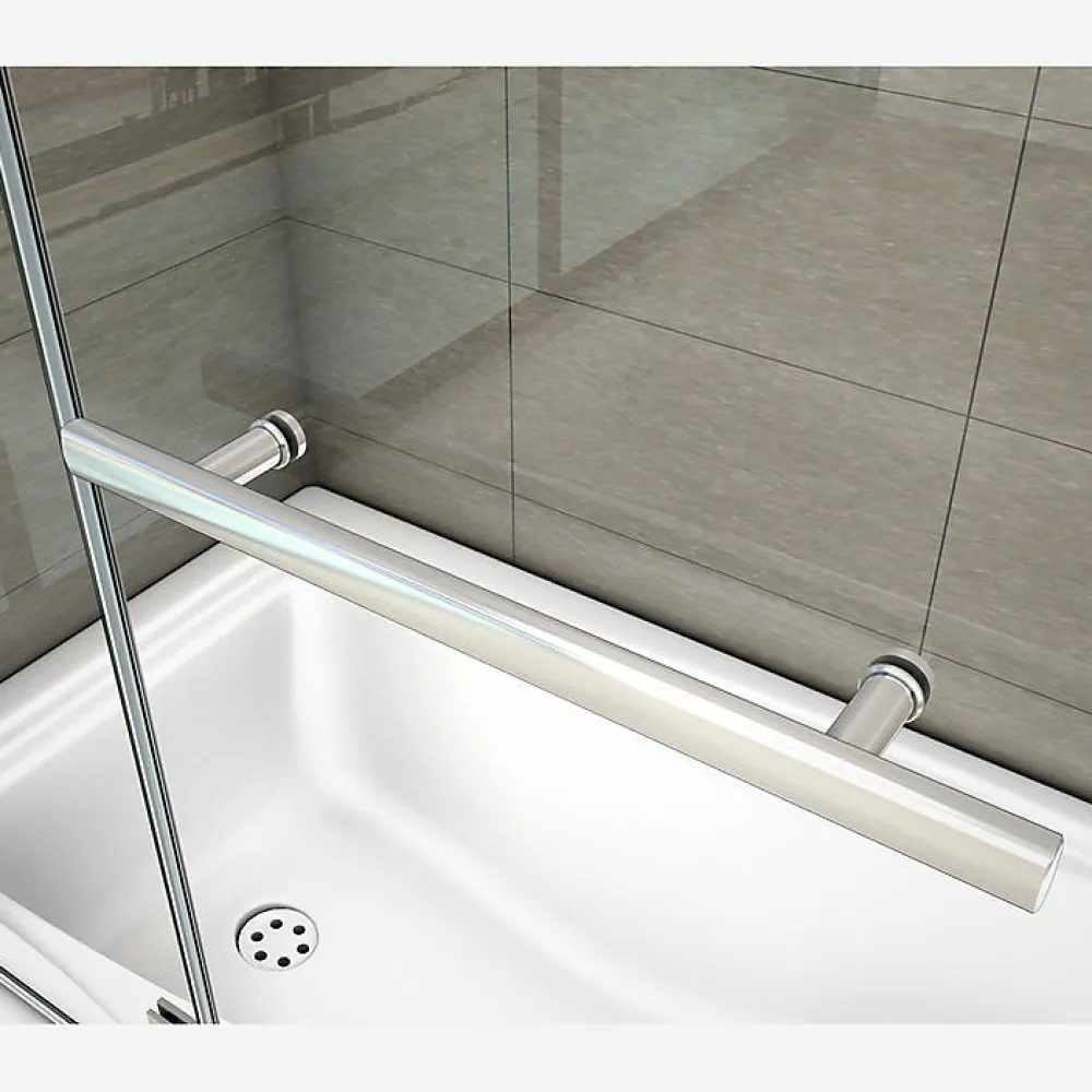 AICA Sanitaire Pare baignoire L.100 x H.140cm pivotant à 180 avec 2 étagères et porte-serviette - 6mm verre sécurit -Installation réversible
