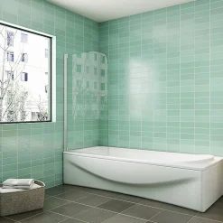Pare-Baignoire|AICA Sanitaire Pare baignoire L.70 x H.130cm profilé blanc écran paroi pivotante - Installation réversible - 4mm verre sécurité