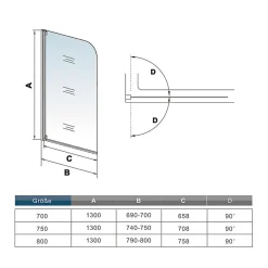 Pare-Baignoire|AICA Sanitaire Pare baignoire L.70 x H.130cm profilé blanc écran paroi pivotante - Installation réversible - 4mm verre sécurité