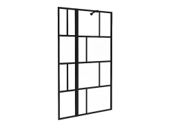 Vente-unique Pare baignoire noir mat au style industriel avec volet pivotant - 100 x 140 cm - OBELINI