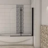 AICA Sanitaire pare baignoire noir pivotante pliant 90x140cm,paroi fixée,5mm verre anticalcaire,noir mat en métal style et simplicité