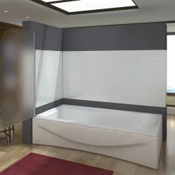 AICA Sanitaire Pare baignoire pivotant - 80 x 140 cm - Verre dépoli anticalcaire 5 mm - Profilé aluminium chromé - Installation à gauche