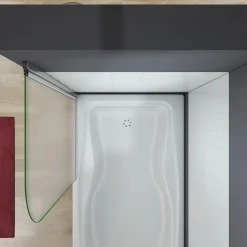 AICA Sanitaire Pare baignoire pivotant - 80 x 140 cm - Verre dépoli anticalcaire 5 mm - Profilé aluminium chromé - Installation à gauche