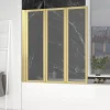 Aurlane Pare baignoire Pivotant 3 Volets Or Brossé - 125x143 cm - Verre Trempé 4 mm - ZAGGY GOLD