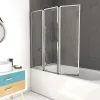 Aurlane Pare baignoire Pivotant 3 Volets Chrome - 125x143 cm - Verre Trempé 4 mm - ZAGGY CHROME