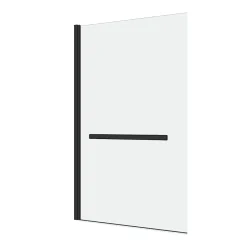 Pare-Baignoire|Aurlane Pare baignoire Pivotant avec Porte-Serviette 85x150cm - Profilé Noir - Verre 6mm - TSHAPE DARK