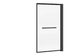 Pare-Baignoire|Vente-unique Pare baignoire pivotant et relevable avec porte serviette - Noir mat - 80 x 140 cm - VESLIRA