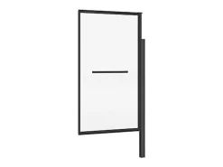 Pare-Baignoire|Vente-unique Pare baignoire pivotant et relevable avec porte serviette - Noir mat - 80 x 140 cm - VESLIRA
