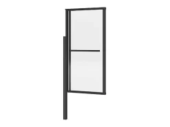Pare-Baignoire|Vente-unique Pare baignoire pivotant et relevable avec porte serviette - Noir mat - 120 x 140 cm - VESLIRA